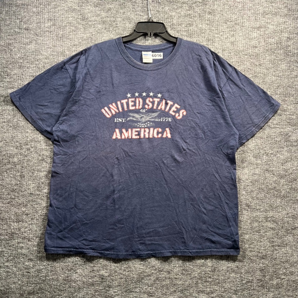 Gildan United States of America Eagle Graphic T-Shirt Navy Blue XL